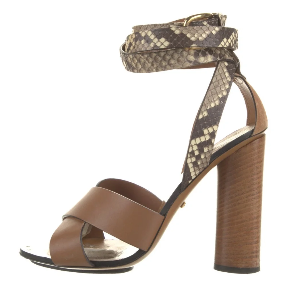 Gucci Python Print Heeled Sandals - Picture 2 of 8